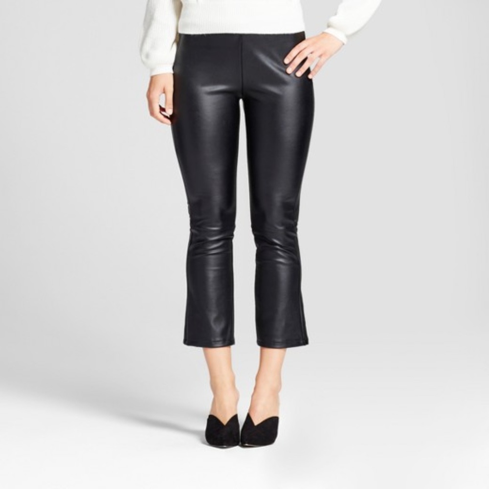 New WWW Black Faux Leather Crop Flare Pants [B6] - Picture 7 of 8